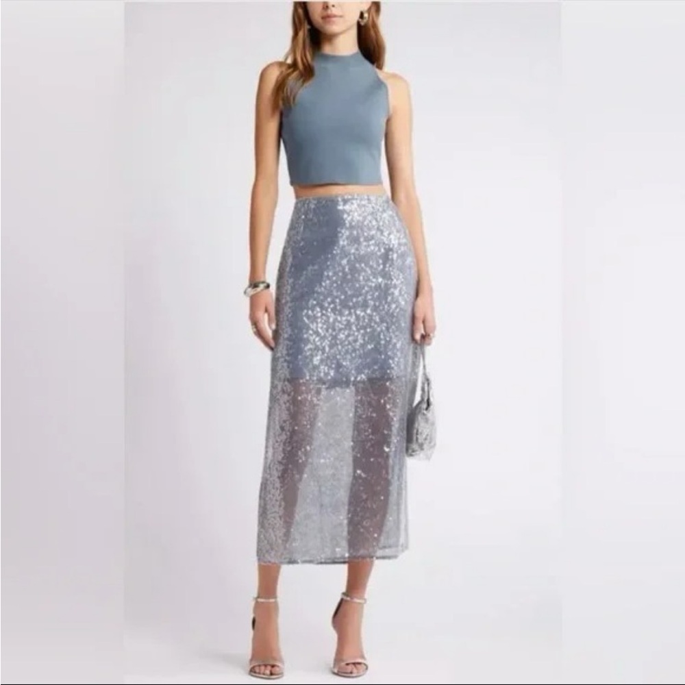 Open Edit sequin midi skirt